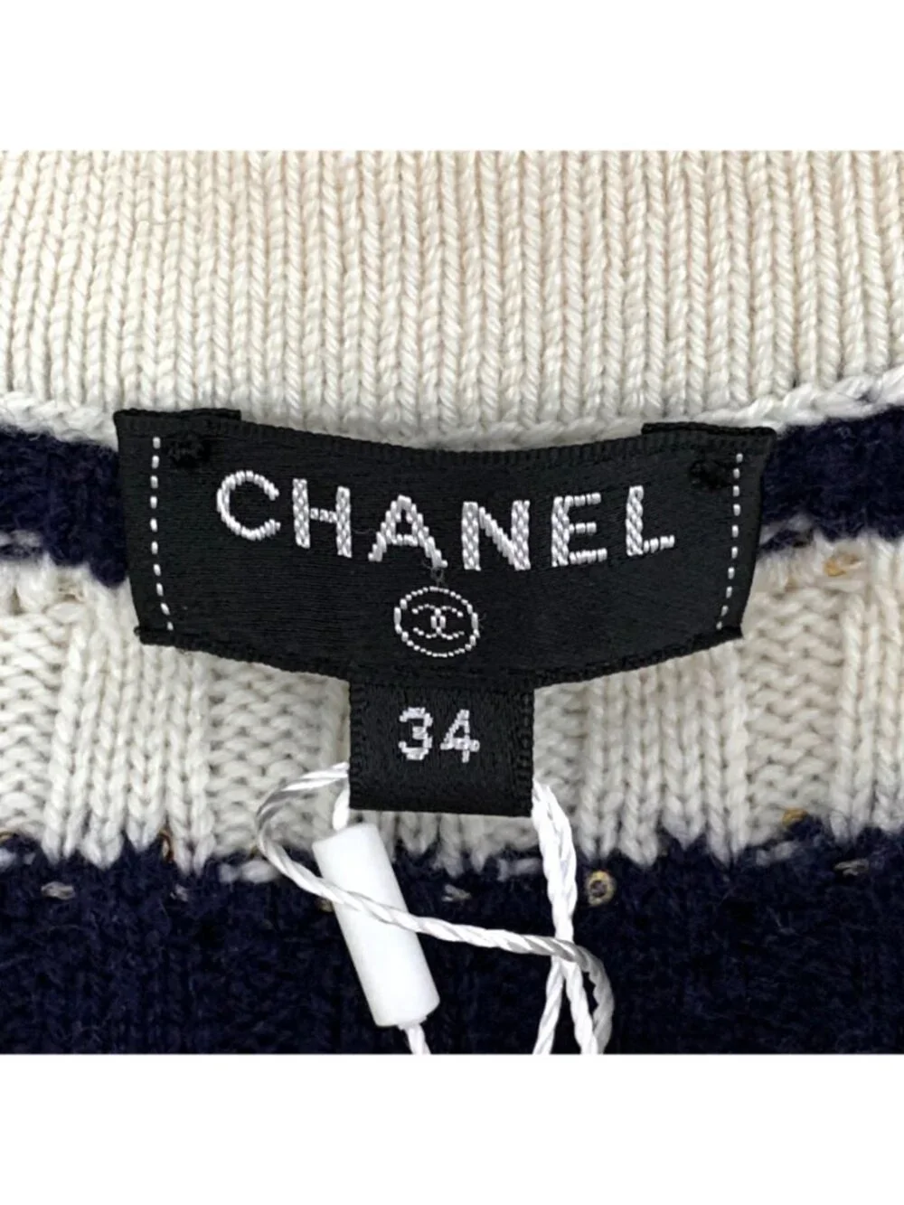 Chanel Color-Block Striped Cashmere Knit Dress